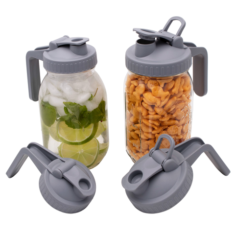 Pour & Store Pitcher Lid with Handle for Mason Jars: Gray, Regular mouth - Mason Jar Lifestyle