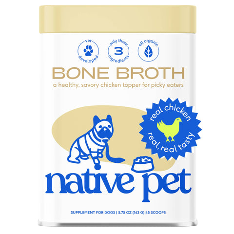 Organic Chicken Bone Broth Powder, Grain-Free Food Topper for Dogs: 5.75oz - Native Pet