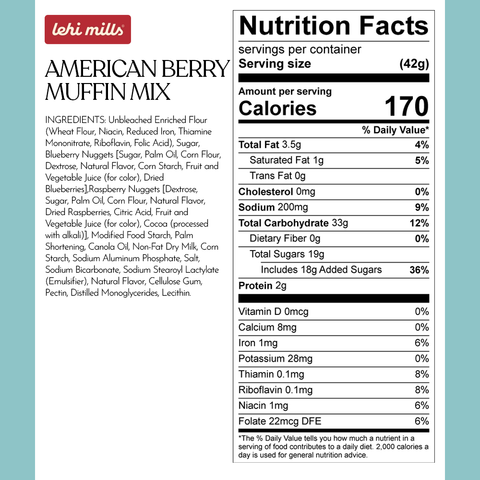 American Berry Muffin Mix: 2 lb. Pouch - Lehi Mills