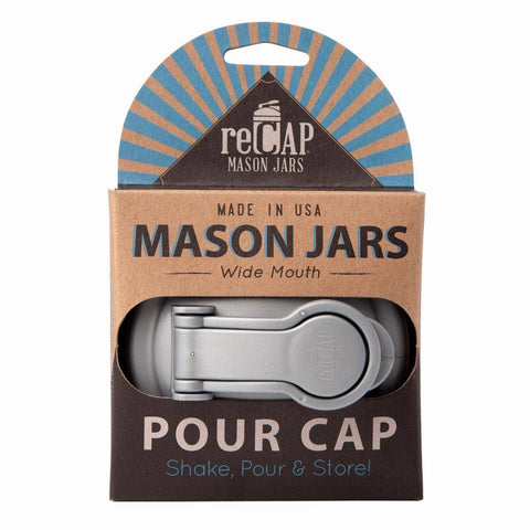 Mason Jars Lid POUR Carry Loop - Black / Wide Mouth - reCAP Mason Jars