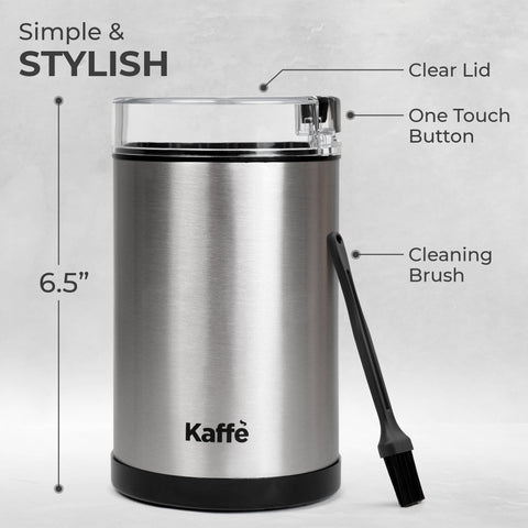 Electric Coffee Grinder w/ Cleaning Brush, 3oz, Stainless Steel - Kaffe