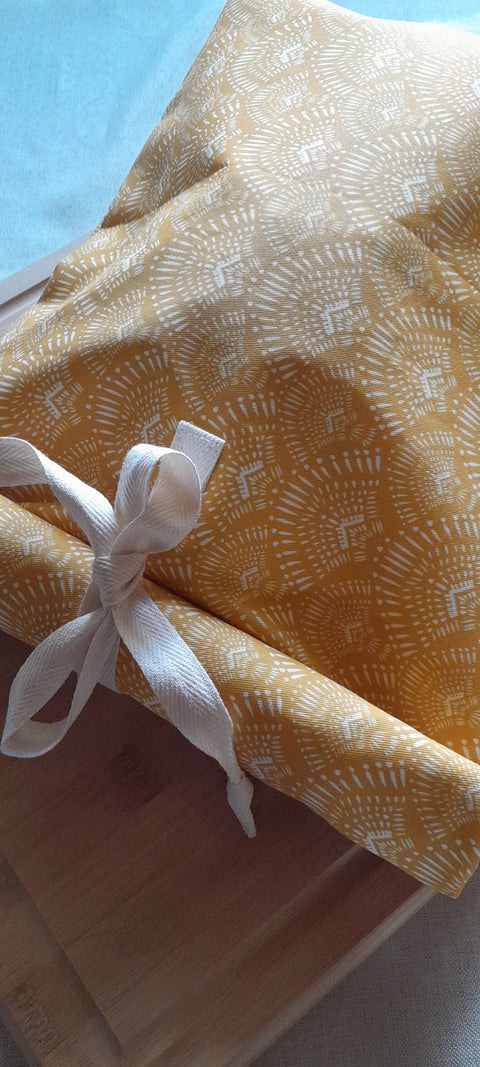 Waterproof Lined Bread Bag: Mustard Print - Keetna Farm Goods