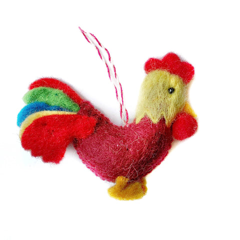 Rooster Felt Wool Christmas Ornament - Ornaments 4 Orphans