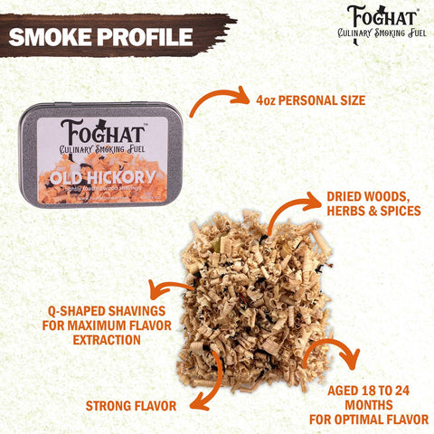 Foghat Culinary Smoking Fuel: Old Hickory, 14oz - ThousandOaksBarrelCo.