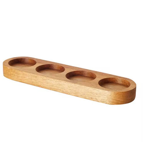 Acacia Wood 4-Slot Spice Jar Organizer and Tray - Aleta Farms