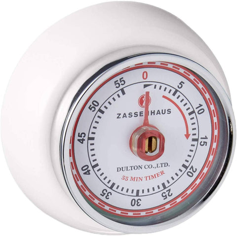 Retro Kitchen Timer, White, 2.75" x 1.25" - Frieling USA