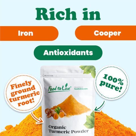 Organic Turmeric Powder – Finely Ground Turmeric Root, Raw: 8 Ounces - Food To Live
