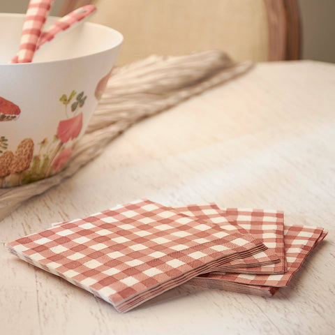 Red Gingham Beverage Napkin, 5"x5", Set of 20 - Primitives by Kathy