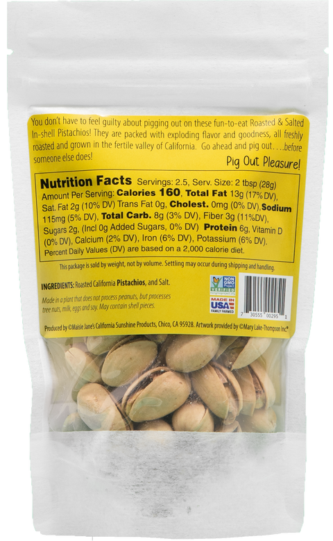 Pig Out Pistachios - Roasted & Salted Pistachios, 2.5oz. - Maisie Jane’s