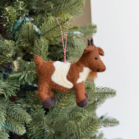 Goat, Brown Spotted, Felt Wool Christmas Ornament - Ornaments 4 Orphans