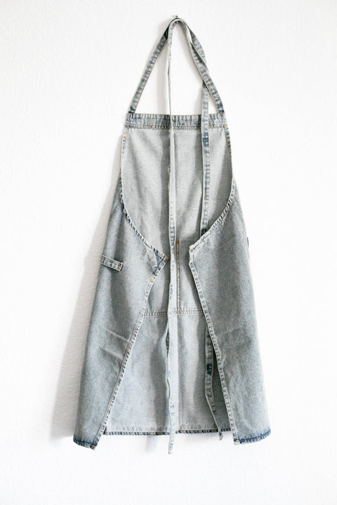 Washed Denim Apron: Dark Blue - Fodory