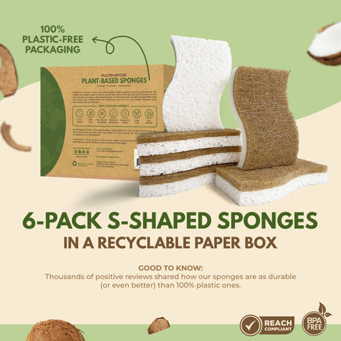 6 Pack Dish Sponges, Eco Friendly Sponges for Cleaning - AIRNEX