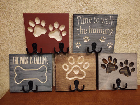 Leash Hooks: Double Paw - Knotty Pine Woodworks