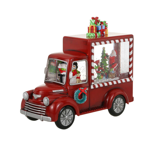 Christmas Red Gift Truck Snow Globe Lantern - SINT