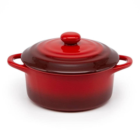 Mini Casserole Dishes & Lids - Set of 4: Stone Ombre, Ceramic, 12 oz - Kook