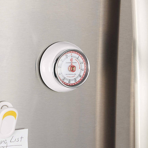 Retro Kitchen Timer, White, 2.75" x 1.25" - Frieling USA