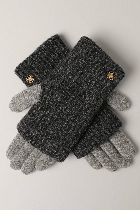 Grey Winter Wool Blend Double Layer Knitted Gloves: One Size - Fashion City