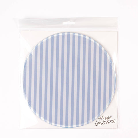 Blue Stripes Mousepad, 8.5" diameter - Elyse Breanne Design