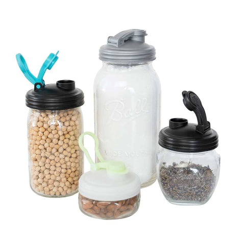 Mason Jars Lid POUR Carry Loop - Black / Wide Mouth - reCAP Mason Jars