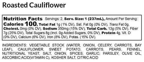Roasted Cauliflower Soup 16 oz vegan, GF & shelf stable - 18 Chestnuts Soups