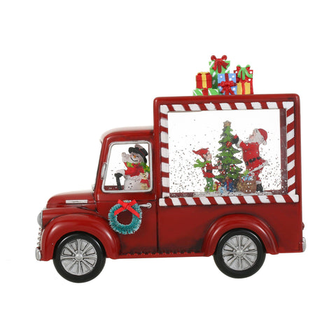 Christmas Red Gift Truck Snow Globe Lantern - SINT