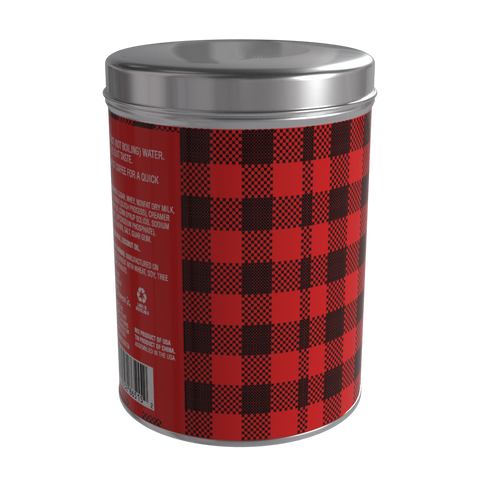 Season's Greetings Red Plaid Chocolate Hot Cocoa, 16oz Round Tin - McSteven's