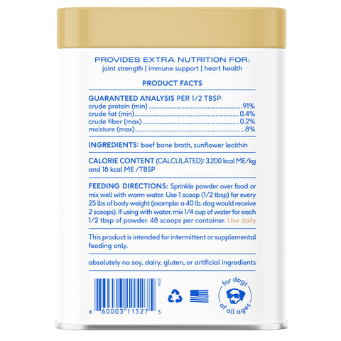 Beef Bone Broth Powder, Grain-Free Food Topper for Dogs: 4.75oz - Native Pet