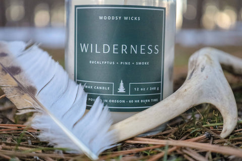 Wilderness, 12 oz Soy Wax Candle, Cotton Wick - Woodsy Wicks