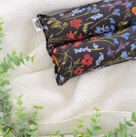 Heating Pad Neck Wrap, Hot + Cold Flaxseed, Charcoal Floral - Wild Clementine Co.