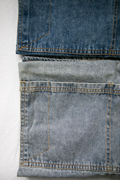 Washed Denim Apron: Dark Blue - Fodory