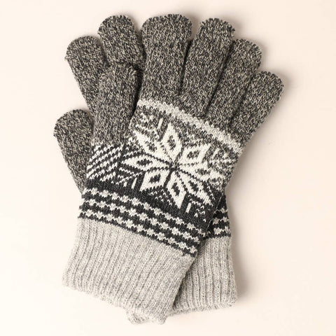 Black Charcoal Men's Premium Wool Blend Knitted Winter Gloves: One Size - Fashion City