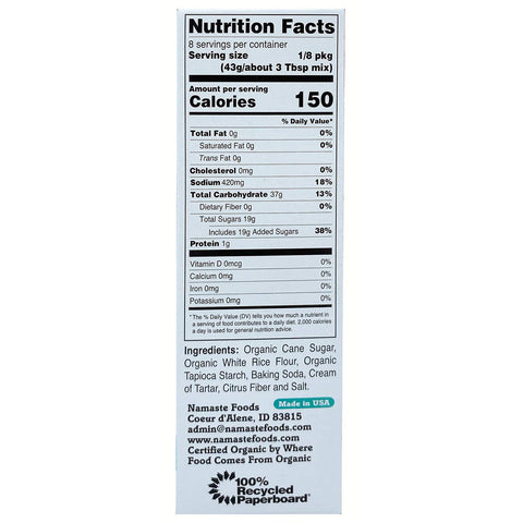 Yellow Cake Mix, 12 oz Gluten Free Organic - Namaste Foods