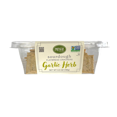 Sourdough Garlic Herb Flatbread Crackers - Partners Crackers
