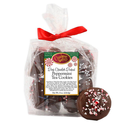 Peppermint Tea Cookies in Dark Chocolate, 8 oz - Cranberry Sweets & More