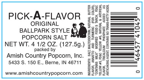 4.5oz Bottle of Ballpark-Style Popcorn Salt - Amish Country Popcorn