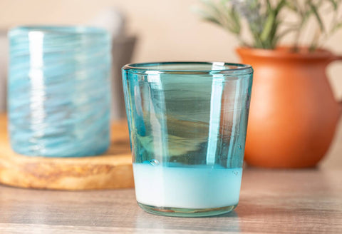 Mexican Handblown Glasses - Aqua, Set of 4 - Verve Culture