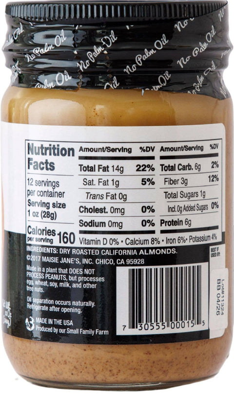 Almond Butter, Smooth - No Palm Oil, No Added Sugar or Salt - Maisie Jane’s