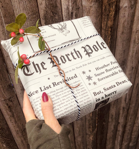 North Pole Newspaper Gift Wrap, Plastic Free! - The North Pole Sun
