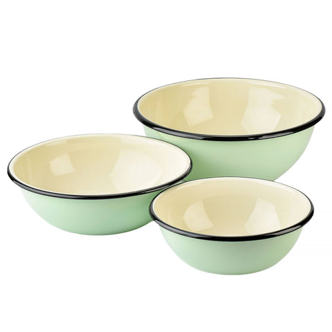 Mint Сoolness Enamel Steel Bowl, Set of 3 (1.6, 2.7, 4.2 qt) - STP