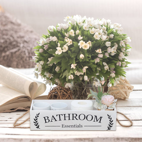 Bathroom Essentials Rustic Wood Storage Box, Farmhouse Style - Paris Loft Inc