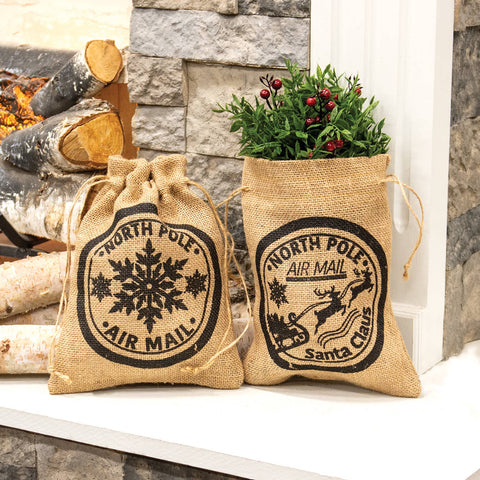 North Pole Air Mail Burlap Bag - Col House Designs