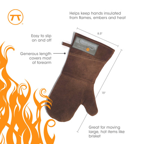 Outset Brown Leather Grill Mitt, 8.5” x 15” - Fox Run Brands