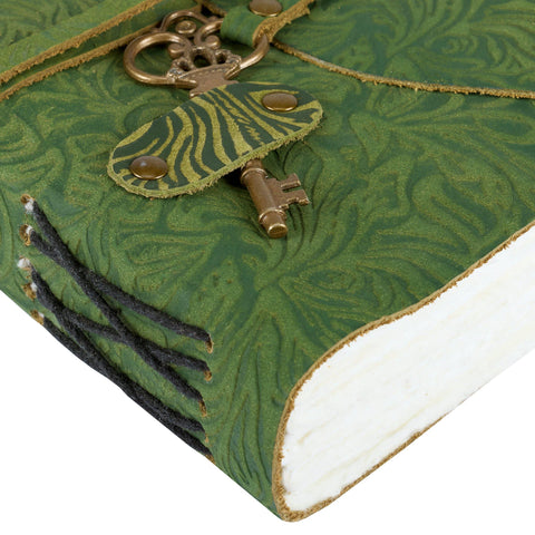 Floral Green Leather Journal - Primitives by Kathy