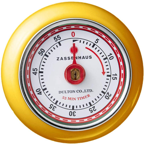 Retro Kitchen Timer, Yellow, 2.75” x 1.25" - Frieling USA