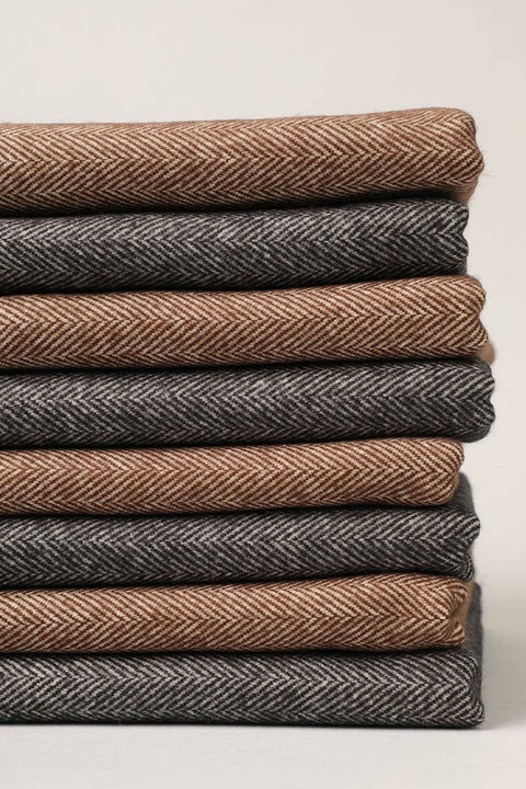 Herringbone Black Cashmere Feel Muffler Classic Scarf - One Size - Fashion City