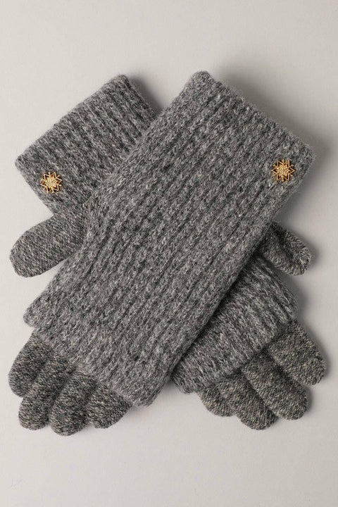 Grey Winter Wool Blend Double Layer Knitted Gloves: One Size - Fashion City