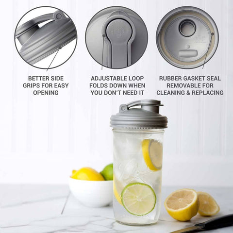 Mason Jars Lid POUR Carry Loop - Black / Wide Mouth - reCAP Mason Jars