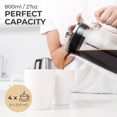 French Press Coffee Maker, 34 oz (0.8L), Double-Wall Glass - Kaffe