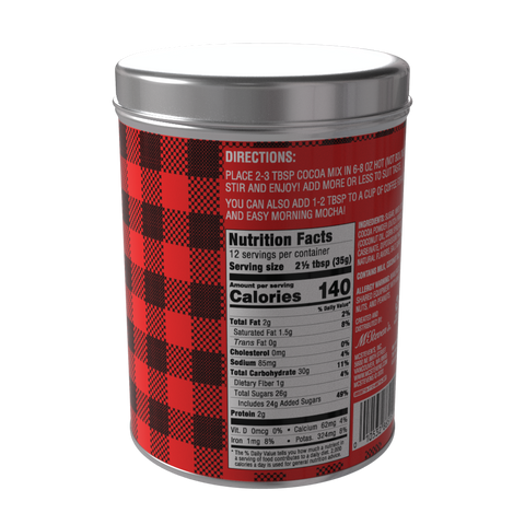 Season's Greetings Red Plaid Chocolate Hot Cocoa, 16oz Round Tin - McSteven's
