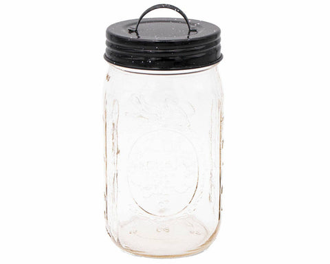 Wide Mouth Speckled Enameled Handle Lids: Black - Mason Jar Lifestyle